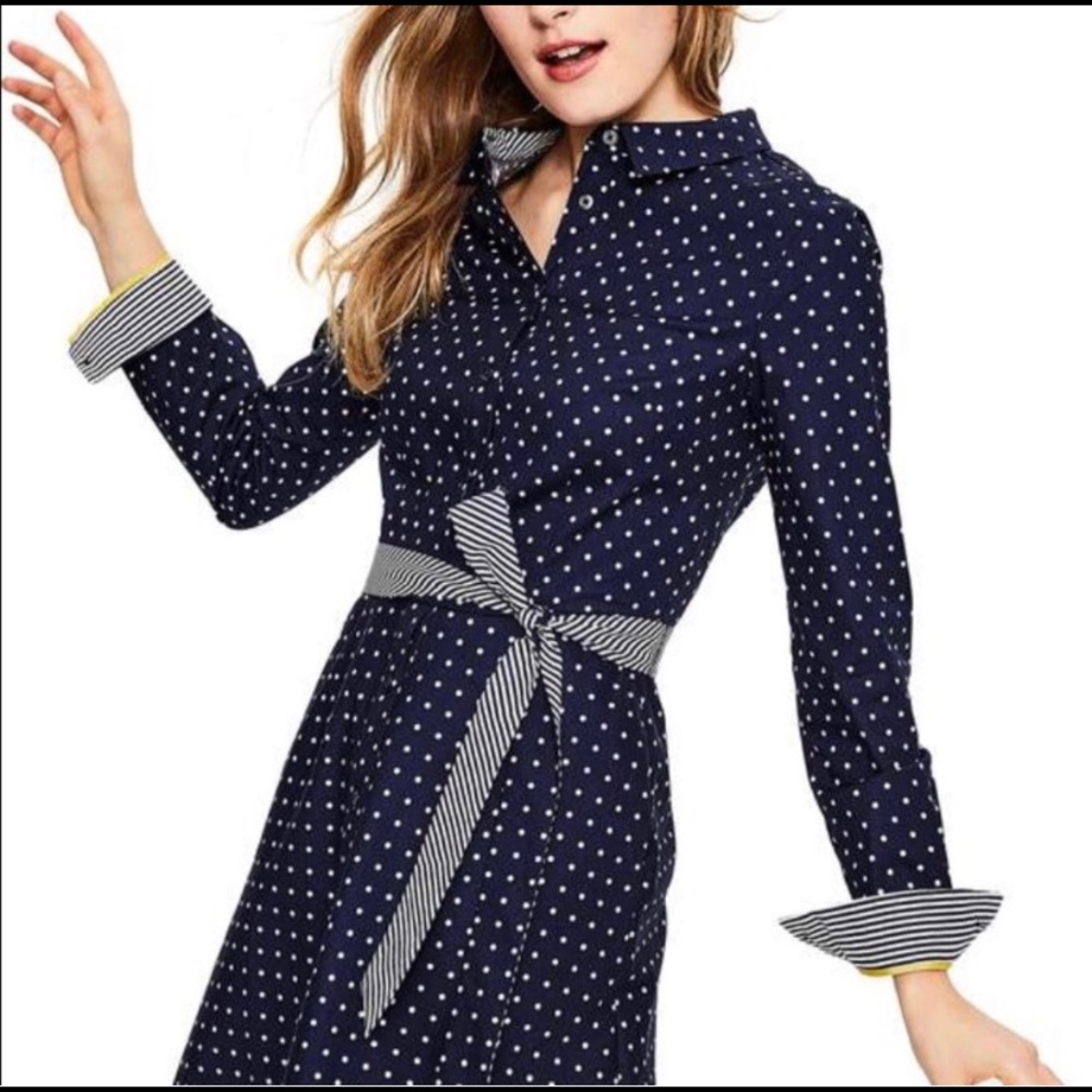 Boden Posy polka dot shirt dress size 8
